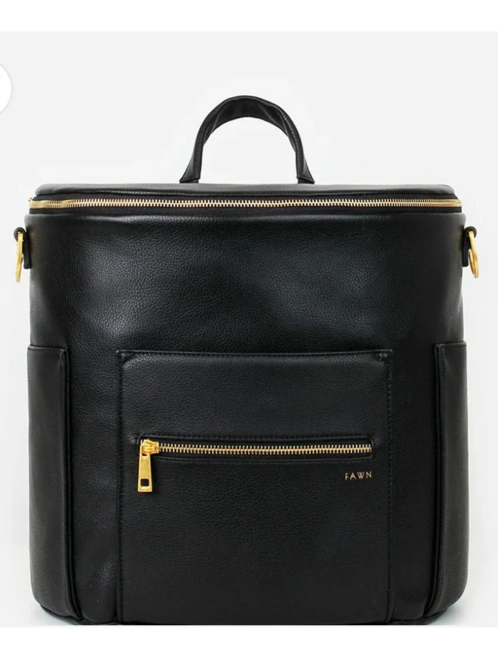 Fawn Design The Original Large Backpack Messenger Diaper Bag BLACK Vegan Leather